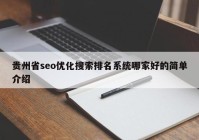 貴州省seo優(yōu)化搜索排名系統哪家好的簡(jiǎn)單介紹