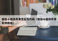 微信小程序開發(fā)怎么寫代碼（微信小程序開發(fā)實例教程）