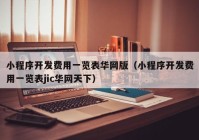 小程序開(kāi)發(fā)費用一覽表華網(wǎng)版（小程序開(kāi)發(fā)費用一覽表jic華網(wǎng)天下）