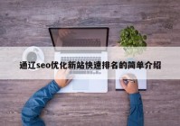 通遼seo優(yōu)化新站快速排名的簡(jiǎn)單介紹