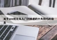 關(guān)于seo優(yōu)化從入門(mén)到精通的十大技巧的信息