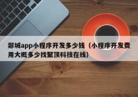 郯城app小程序開發(fā)多少錢（小程序開發(fā)費用大概多少找聚頂科技在線）