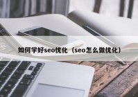 如何學(xué)好seo優(yōu)化（seo怎么做優(yōu)化）