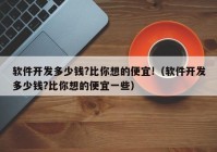 軟件開(kāi)發(fā)多少錢(qián)?比你想的便宜!（軟件開(kāi)發(fā)多少錢(qián)?比你想的便宜一些）